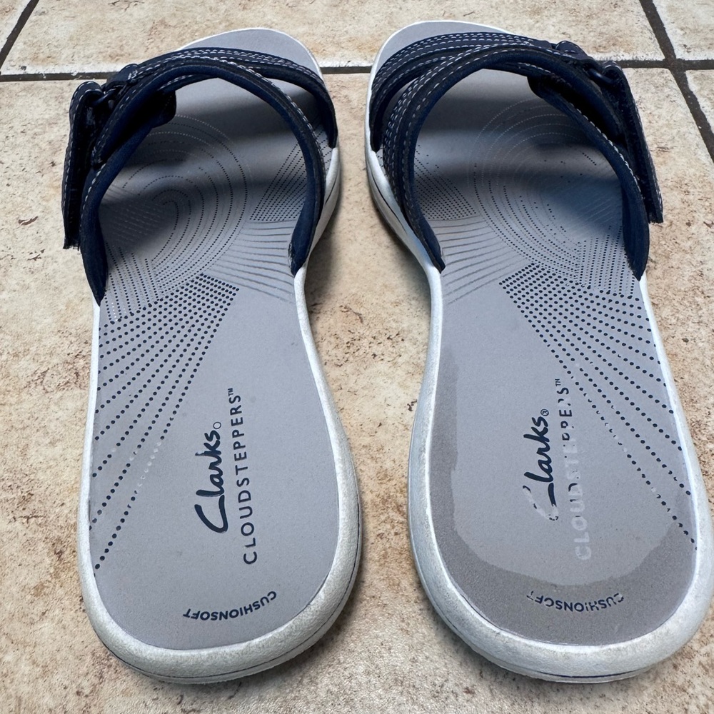 Clarks Cloudsteppers Navy Double-Strap Slide Sand… - image 6